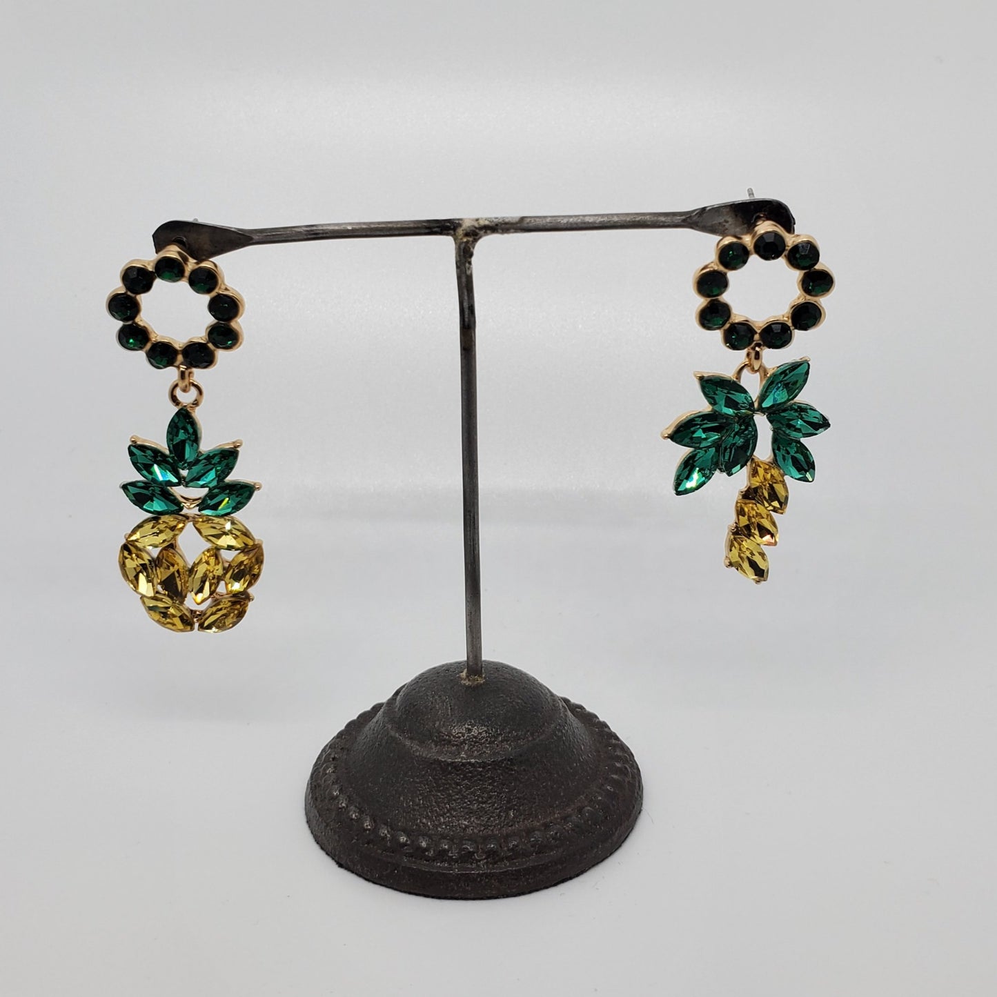 PINEAPPLE RHINESTONE TWO STYLE EARRINGS