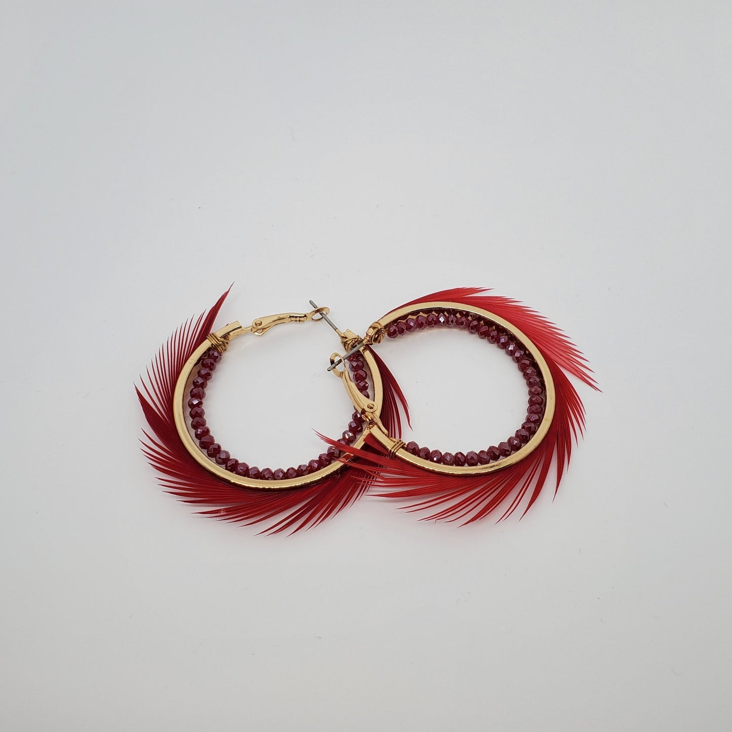FINE FRINGED WITH RONDELLE BEADS HOOP EARRINGS
