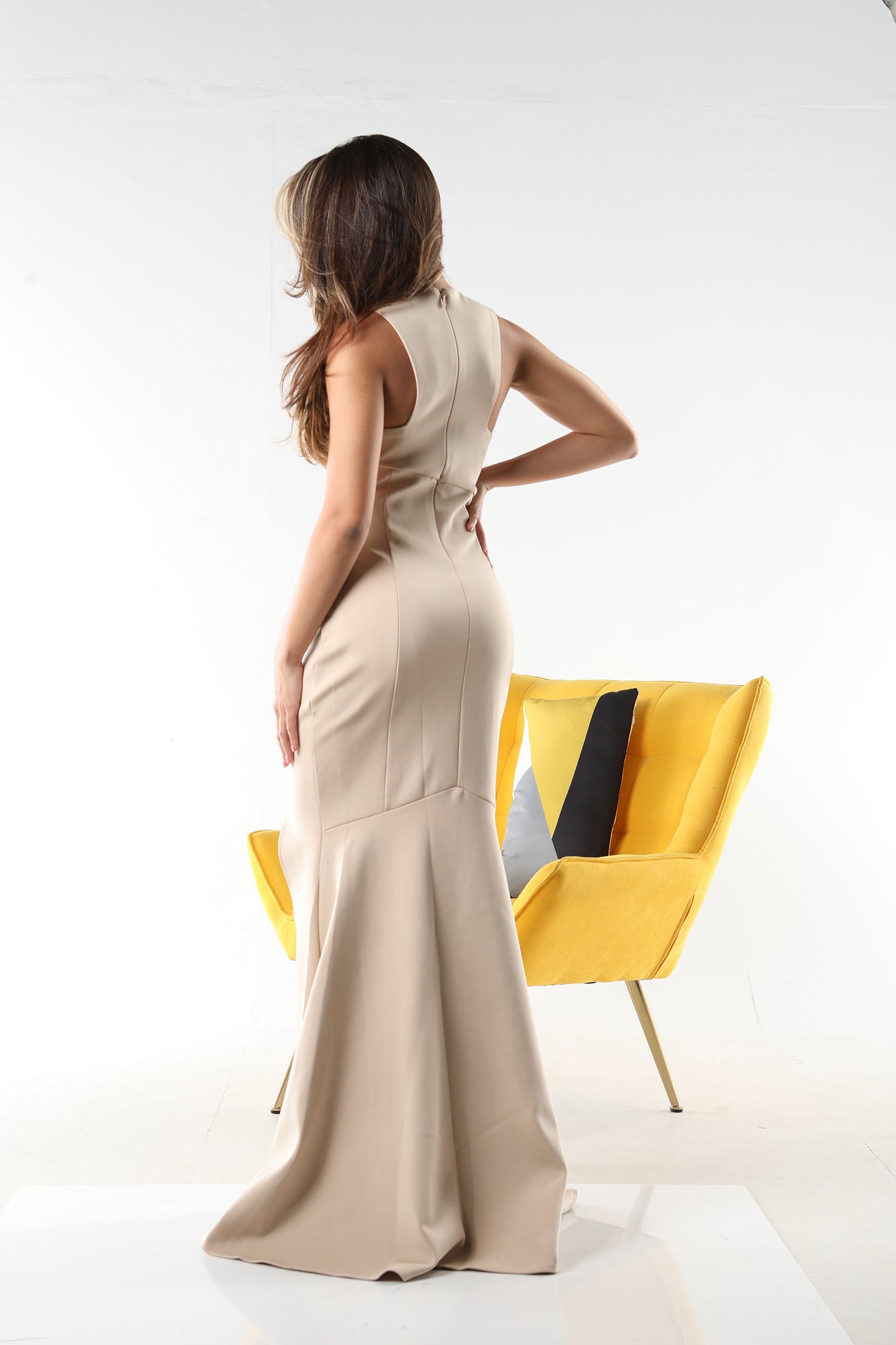 LONG TAN DRESS SLEVEELESS
