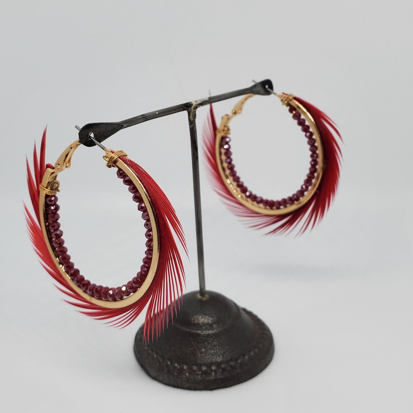FINE FRINGED WITH RONDELLE BEADS HOOP EARRINGS
